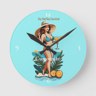 Bikini Babe Big Hat- Big Cocktail Thunder_Cove Rund Klocka