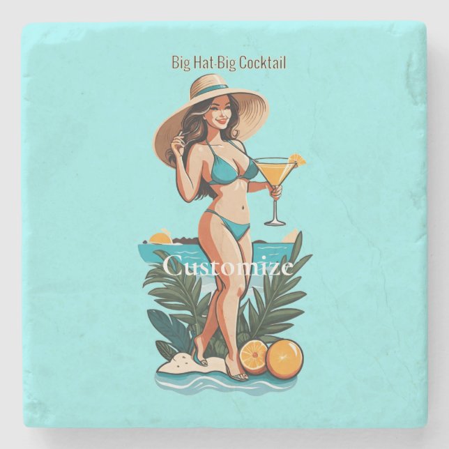 Bikini Babe Big Hat- Big Cocktail Thunder_Cove Stenunderlägg (Framsidan)