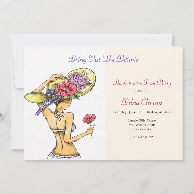 Bikini Babe Invitation Inbjudningar (Framsida)
