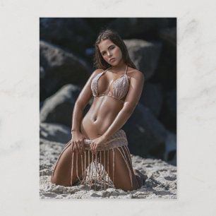 Bikini Beach Babe Beauty Photo Postcard Vykort