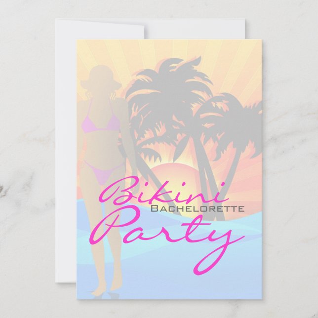 Bikini Beach Bachelorette Party Inbjudningar (Framsida)