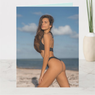 BIKINI BEACH GIRL FUNNY BIRTHDAY Greeting Card Kort