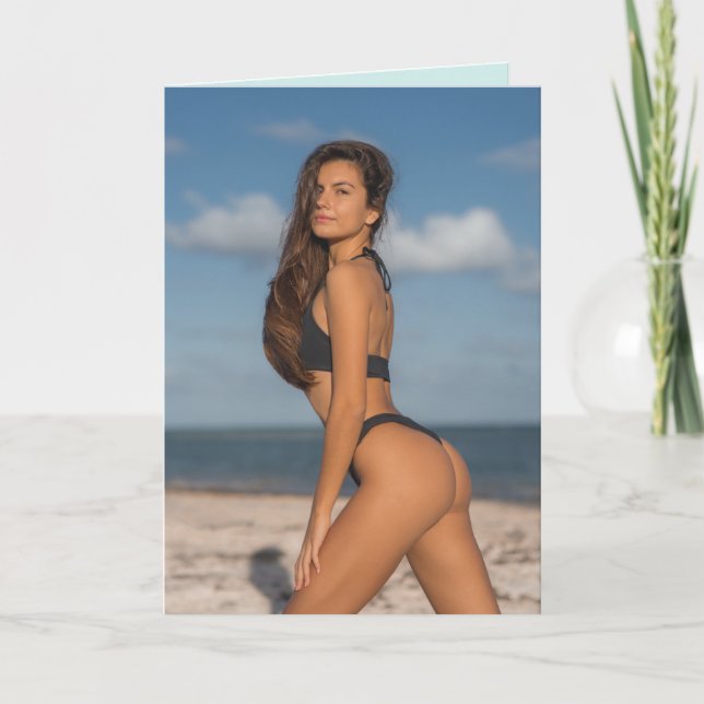 BIKINI BEACH GIRL FUNNY BIRTHDAY Greeting Card Kort (Framsida)