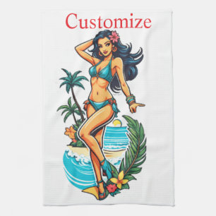 Bikini Beach Girl Thunder_Cove, Cute Blackhved Kökshandduk