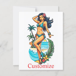 Bikini Beach Girl Thunder_Cove, Cute Blackhved Vykort