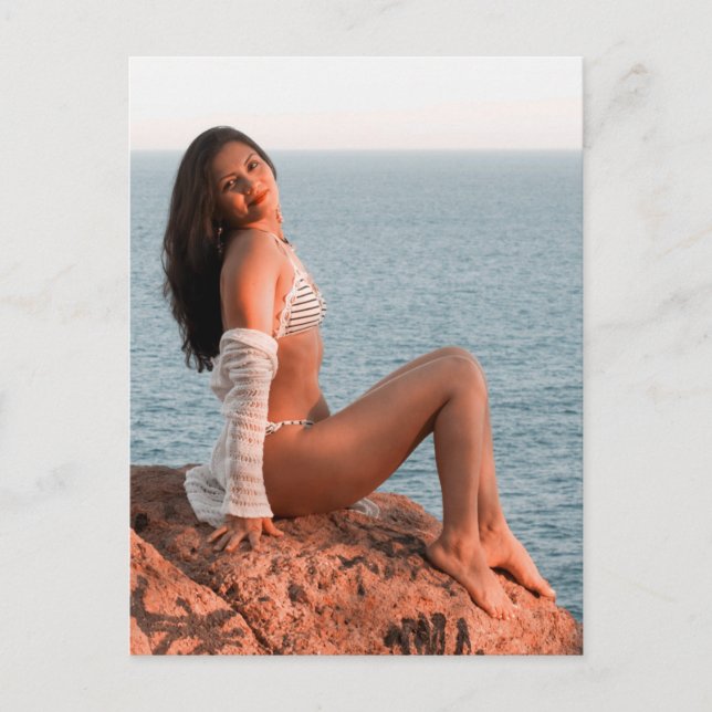 Bikini Beach Pin Up Photo Postcard Vykort (Framsida)
