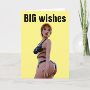 BIKINI BIG BOTTOMED GIRL BIRTHDAY-KORT KORT