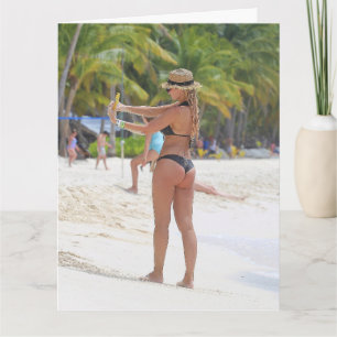 BIKINI BIG GRUND GIRL FUNNY FÖDELSEDAGSKORT KORT