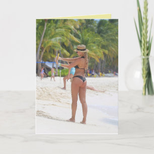 BIKINI BIG GRUND GIRL FUNNY FÖDELSEDAGSKORT KORT