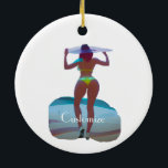 Bikini Booty Beach Girl Thunder_Cove Julgransprydnad Keramik<br><div class="desc">Beach Girl,  Curvacous Bikini Booty Beach Girl,  med stor hatt att anpassa sig,  anpassa sig genom att byta till ditt namn</div>