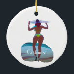 Bikini Booty Beach Girl Thunder_Cove Julgransprydnad Keramik<br><div class="desc">Beach Girl,  Curvacous Bikini Booty Beach Girl,  med stor hatt att anpassa sig,  anpassa sig genom att byta till ditt namn</div>