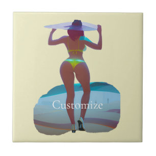 Bikini Booty Beach Girl Thunder_Cove Kakelplatta