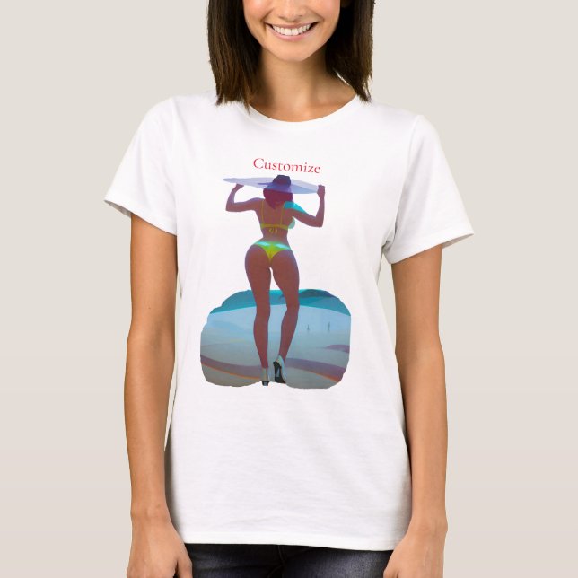 Bikini Booty Beach Girl Thunder_Cove T Shirt (Framsida)