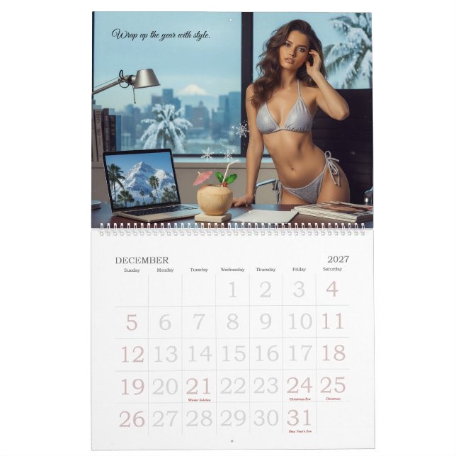 Bikini Business Wall Calendar Glamour Beach Models Kalender (Dec 2027)