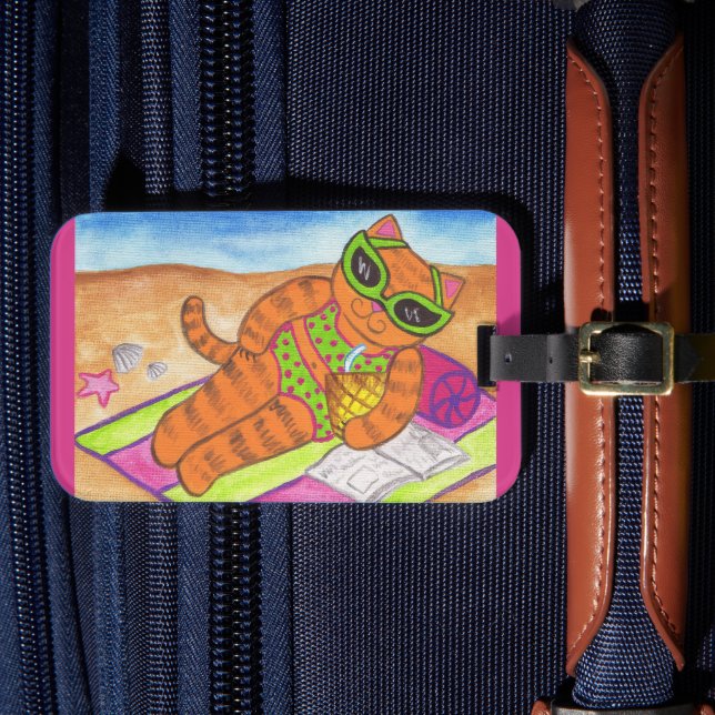 Bikini Cat Luggage Tag Bagagebricka (Framsida Insitu 4)