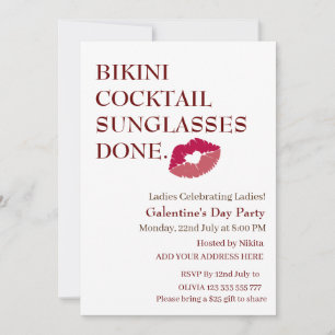 BIKINI COCKTAIL SUNGLASSES UTGJORDE Galentins dag Inbjudningar