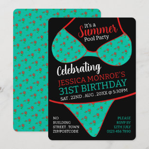 Bikini Design, sommardagen Bassäng Party Inbjudningar