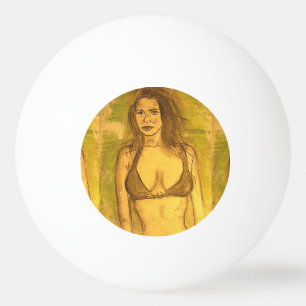 bikini-flickkonst pingisboll