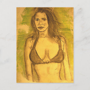 bikini-flickkonst vykort