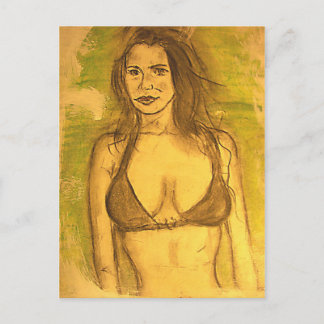 bikini-flickkonst vykort