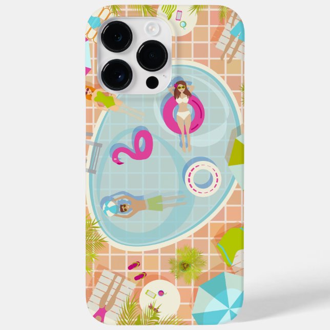 Bikini-flickor och killingar som leker simmande ba (Baksida)