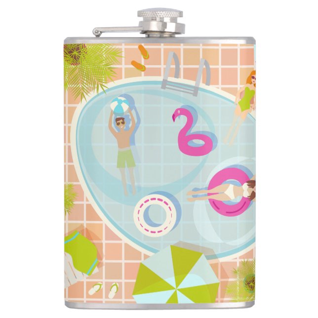 Bikini-flickor och killingar som leker simmande ba fickplunta (Framsidan)