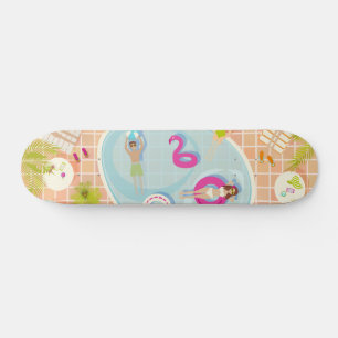 Bikini-flickor och killingar som leker simmande ba mini skateboard bräda 18,5 cm