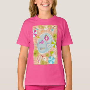 Bikini-flickor och killingar som leker simmande ba t shirt