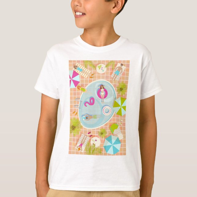 Bikini-flickor och killingar som leker simmande ba t shirt (Framsida)