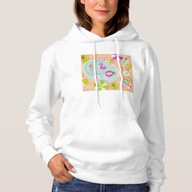 Bikini-flickor och killingar som leker simmande ba t shirt (Framsida)