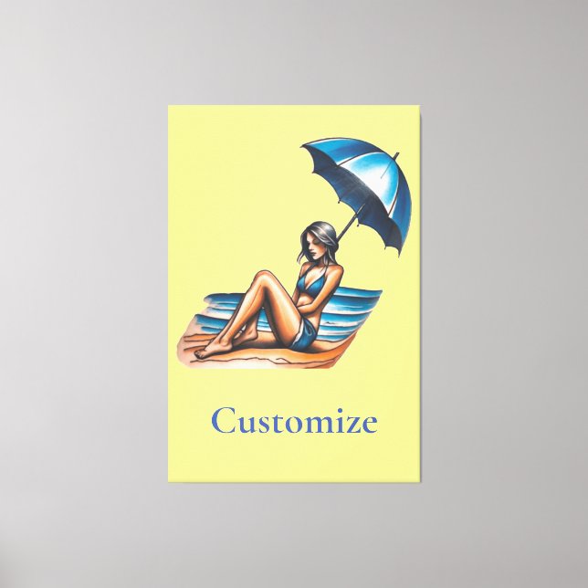 Bikini Girl Beach Napping Thunder_Cove Canvastryck (Framsida)