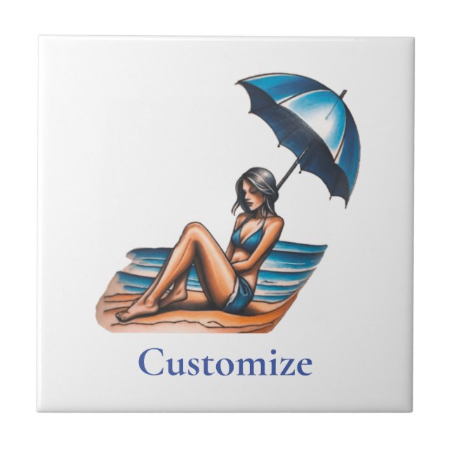 Bikini Girl Beach Napping Thunder_Cove Kakelplatta (Framsidan)