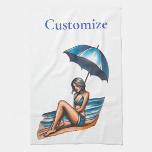 Bikini Girl Beach Napping Thunder_Cove Kökshandduk