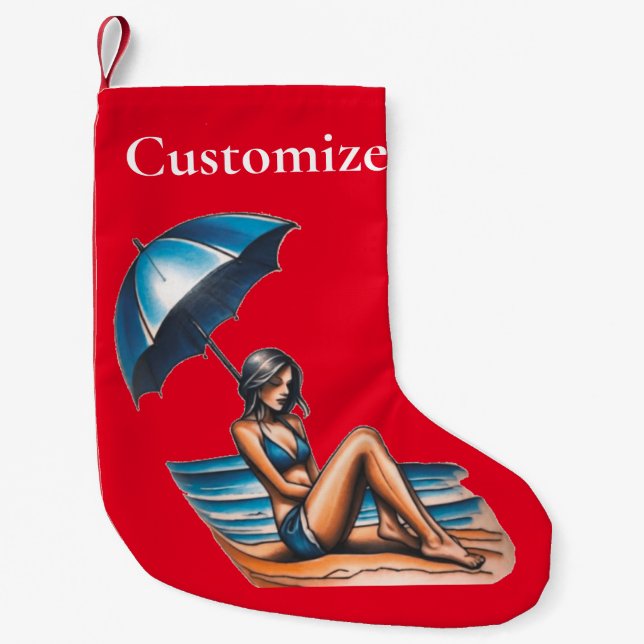 Bikini Girl Beach Napping Thunder_Cove Liten Julstrumpa (Framsidan)