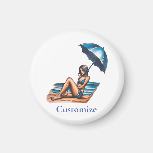 Bikini Girl Beach Napping Thunder_Cove Magnet (Framsidan)