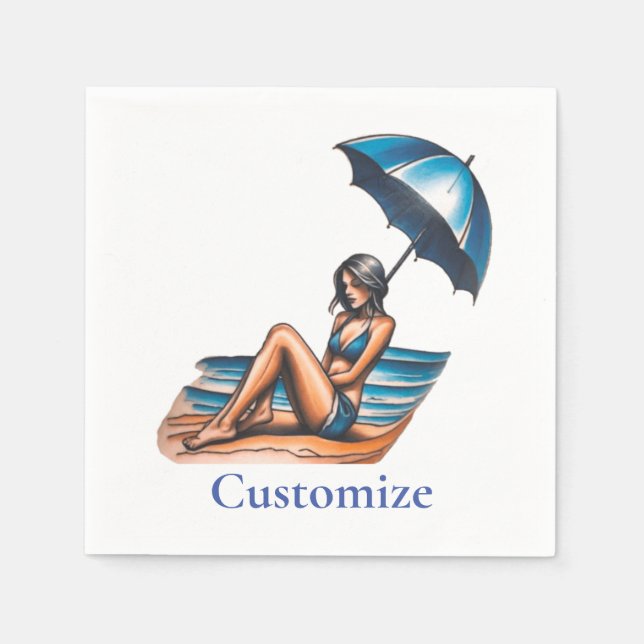 Bikini Girl Beach Napping Thunder_Cove Pappersservett (Framsidan)