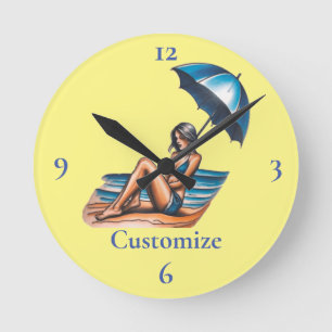 Bikini Girl Beach Napping Thunder_Cove Rund Klocka