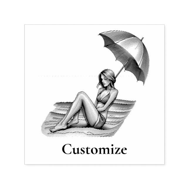 Bikini Girl Beach Napping Thunder_Cove Självfärgande Stämpel (Design)