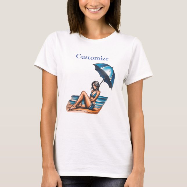 Bikini Girl Beach Napping Thunder_Cove T Shirt (Framsida)