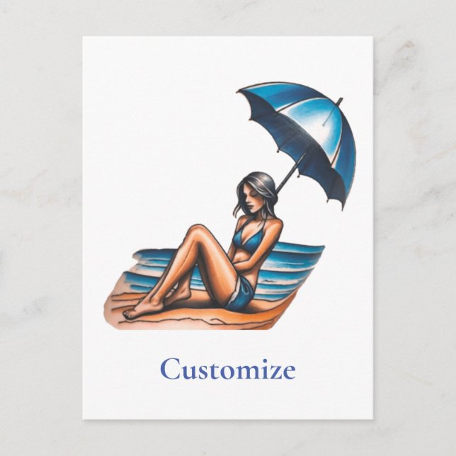 Bikini Girl Beach Napping Thunder_Cove Vykort (Framsida)