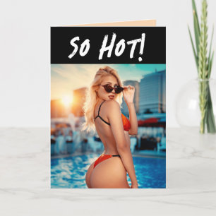 BIKINI GIRL FUNNY ÖVER BIRTHDAY-KORTET BACKE HELGKORT