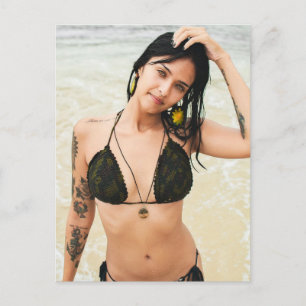 Bikini Girl med Tattoos Photo-vykort Vykort