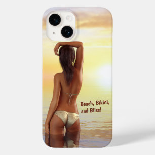Bikini Girl Posin in Sea vid Sunset