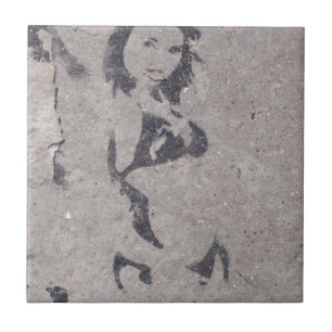 Bikini Girl Street Art Kakelplatta