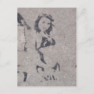 Bikini Girl Street Art Vykort