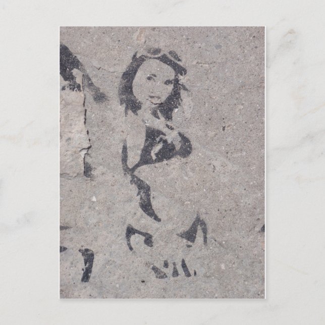 Bikini Girl Street Art Vykort (Framsida)