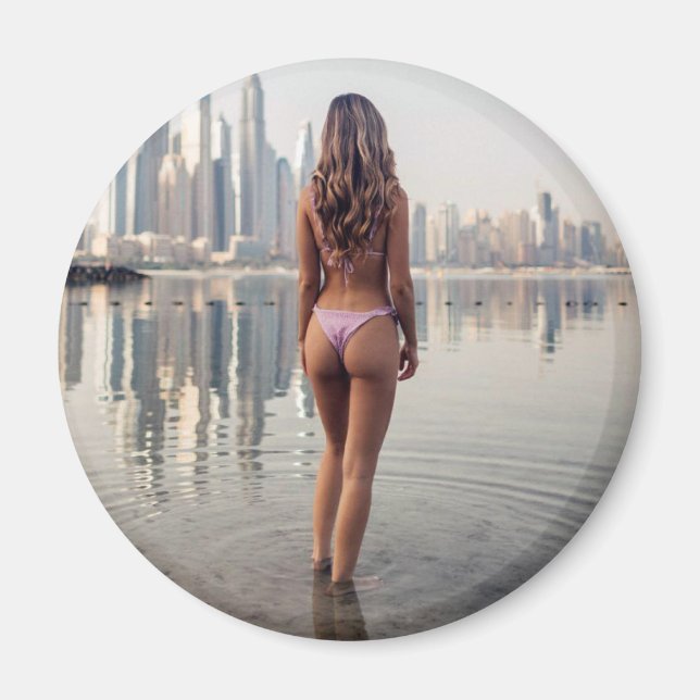 Bikini Pin Up Girl Photo Magnet (Framsidan)