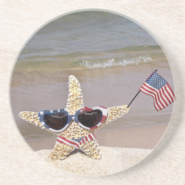 Bikini Starfish med amerikansk Flagga Underlägg (Framsidan)