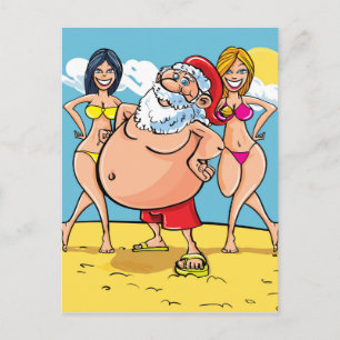 bikini-stranden jultomten helg vykort