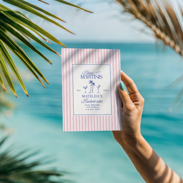 Bikinier och martini Elegant vintage möhippa Inbjudningar (Skapare uppladdad)